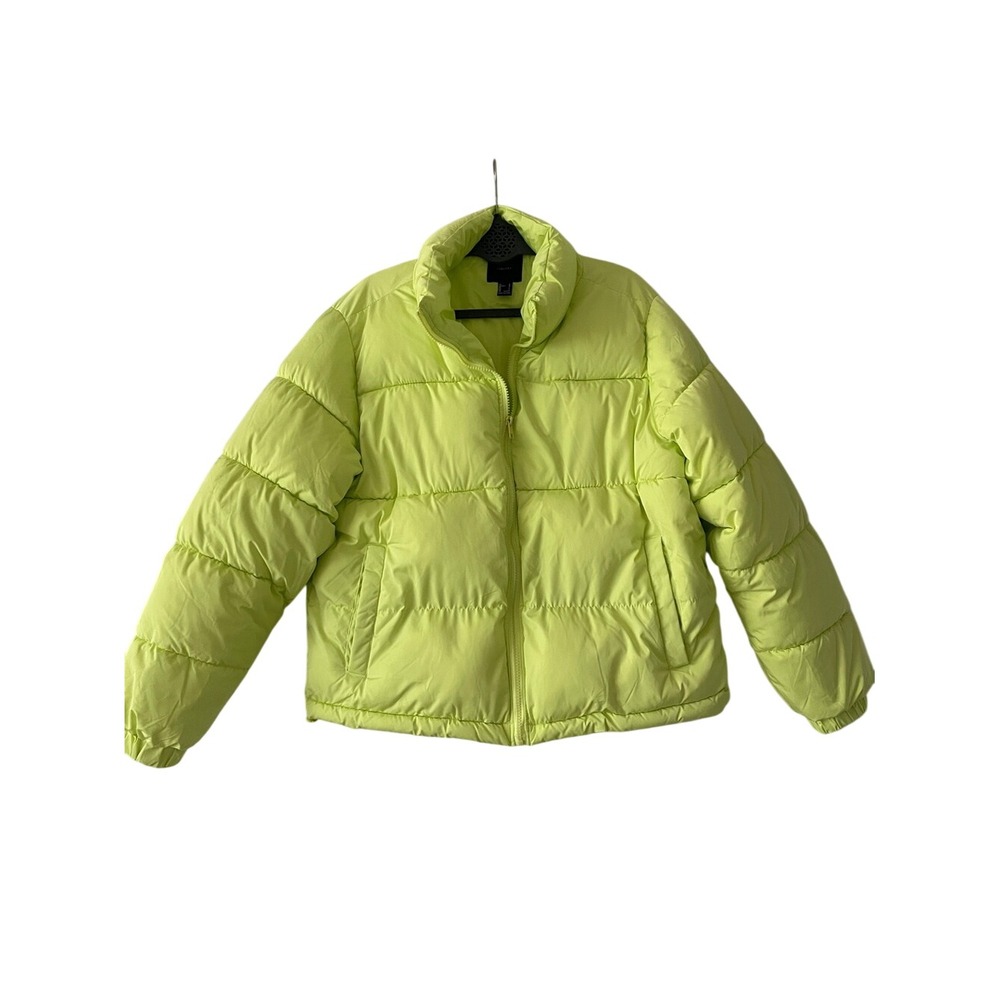 Forever 21 Yellow Green Puffer Jacket Large NWOT